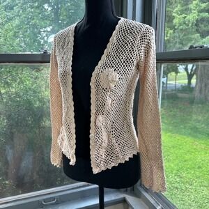 Odille Beige Crochet Cardigan